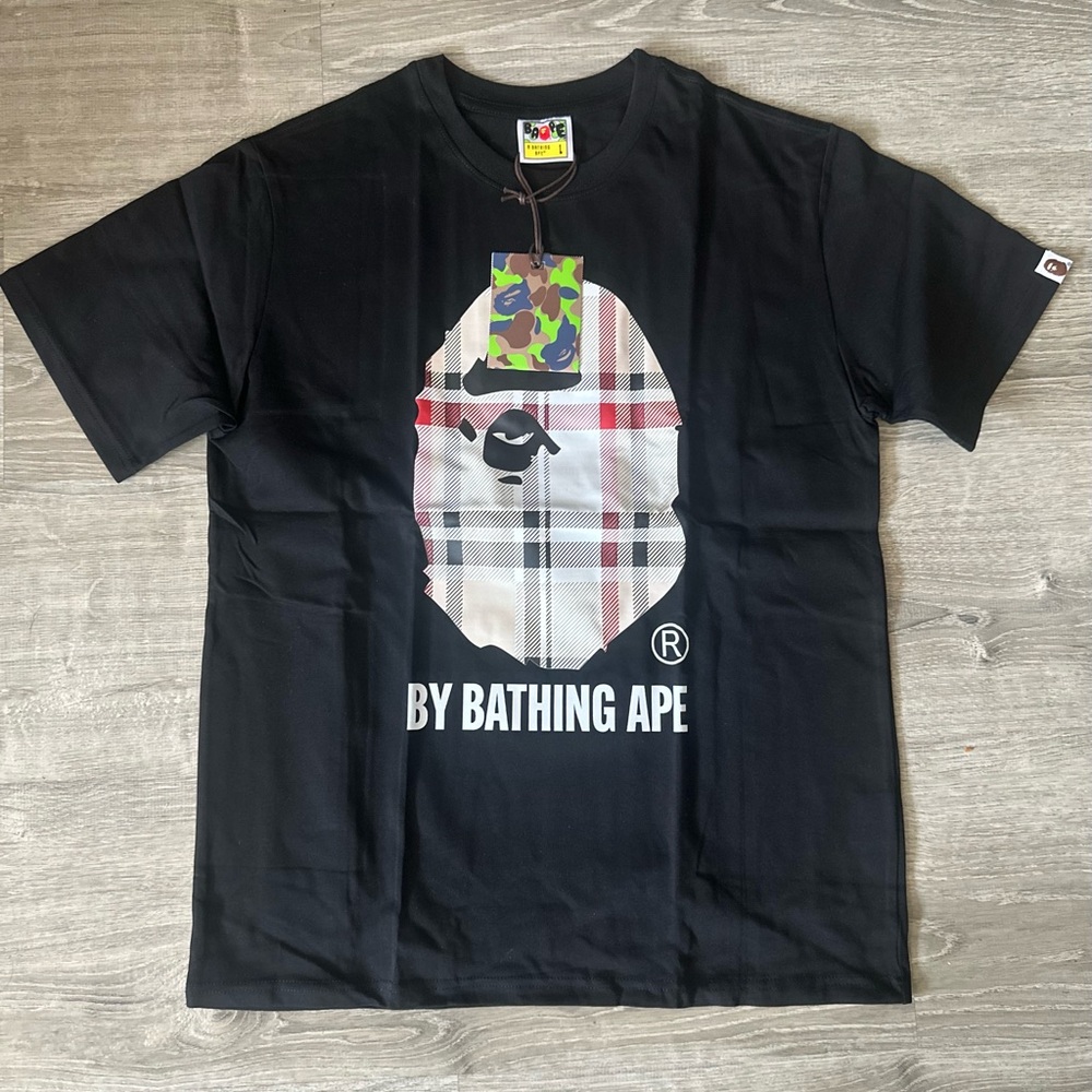 🙊 BAPE (A Bathing Ape) Black “Burberry Check” T-Shirt • BNWT!